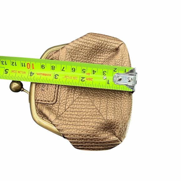 Fossil Metallic Leather Kiss Lock Coin Purse Wallet Brass Frame - Picture 8 of 12